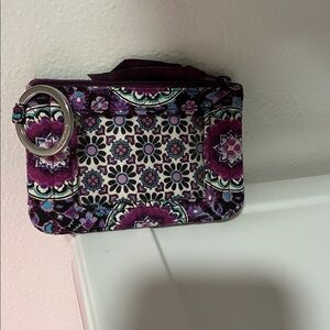 Vera Bradley Purple Floral Key Ring ID Holder